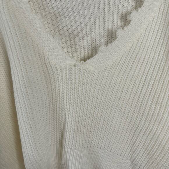 Tic Toc Ivory Woven Long Sleeve Crop Top Size Small - Picture 2 of 5